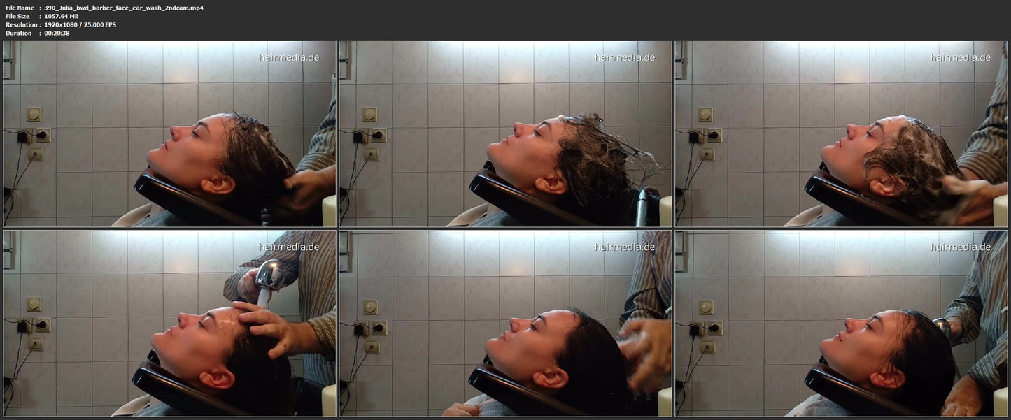 390 Julia hair ear and face by barber cam 2 21 min HD video for download