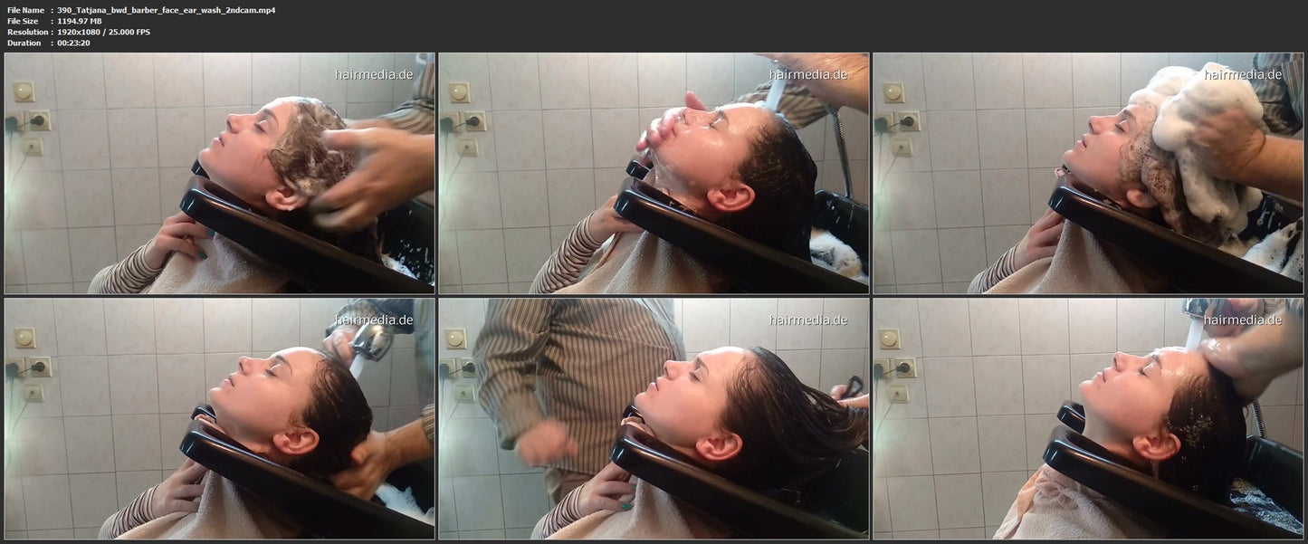390 Tatjana hair ear and face by barber 2nd cam 23 min HD video for download