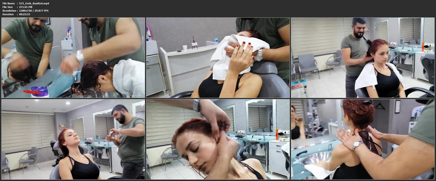 533 Erek Kuaförü strong redhead forward wash by barber in Turkey