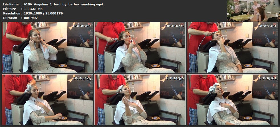 6196 Angelina 1 smoking shampooing by barber