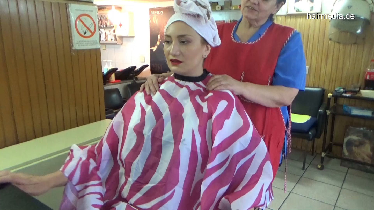 6196 Mimmy 2 blonde haircut and smoking wet set on metal rollers