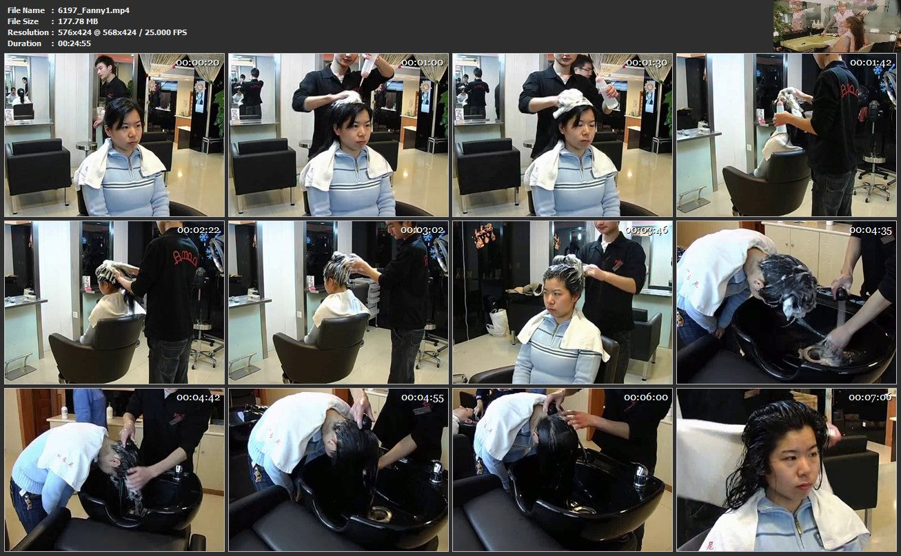 6197 Hairdream4you Fanny 1 upright and forward shampooing 25 min video for download
