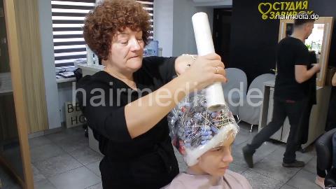 7200 Valentina long hair complete perm by Ukrainian master barberette