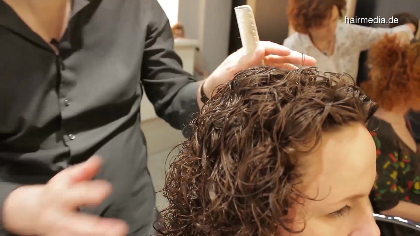 7200 Ukrainian lady 3 post perm haircut by Ukrainian barber