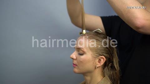 7200 blonde lady complete perm by Ukrainian barber