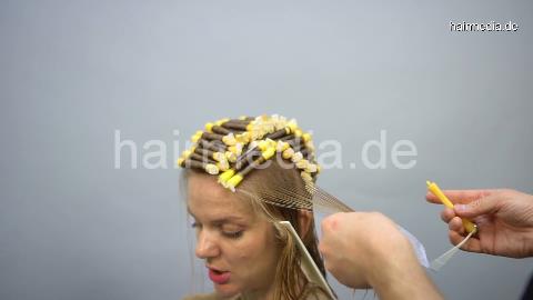 7200 blonde lady complete perm by Ukrainian barber