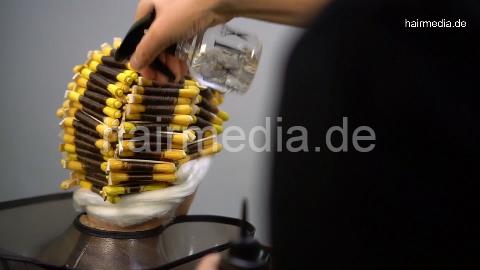 7200 blonde lady complete perm by Ukrainian barber