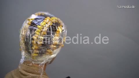 7200 blonde lady complete perm by Ukrainian barber
