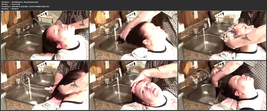 8156 hcd Shimmer gets a new hair color shampoo part kitchen sink 20min