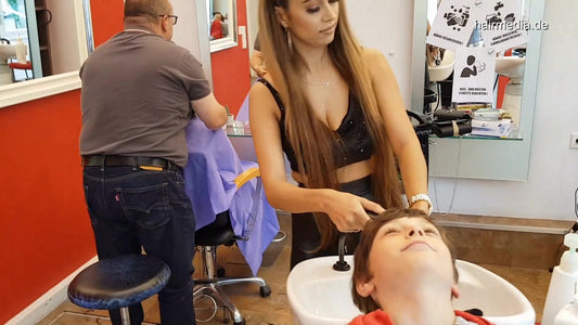 8160 05 young boy by Zoya in Leatherpants teen backward shampooing TRAILER