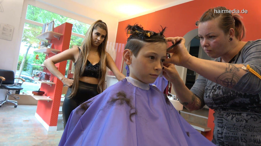 8160 07 young boy Zoya in Leatherpants controlled haircut TRAILER