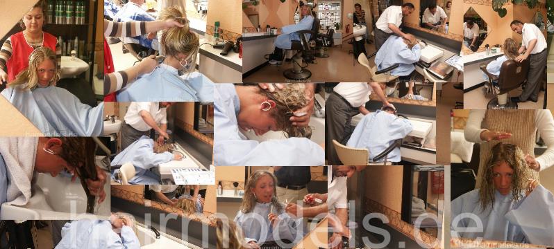 9005 Fabienne blonde teen by old Iraq barber forward shampooing and shave attempt in XXL velcro closure cape SLIDESHOW