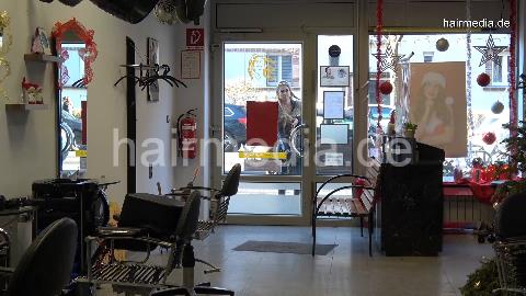 Zoya 1 XXL hair self shampooing in leatherpants in salon TRAILER