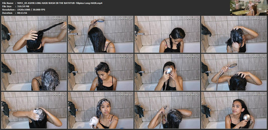 9093 05 ASMR LONG HAIR WASH IN THE BATHTUB  Filipina Long HAIR