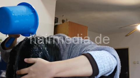 9093 06 ASMR LONG HAIR WASHING HAIR SHAMPOOING with bucket