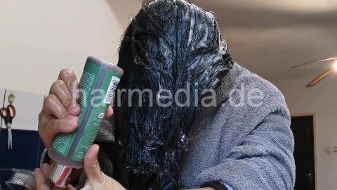 9093 06 ASMR LONG HAIR WASHING HAIR SHAMPOOING with bucket