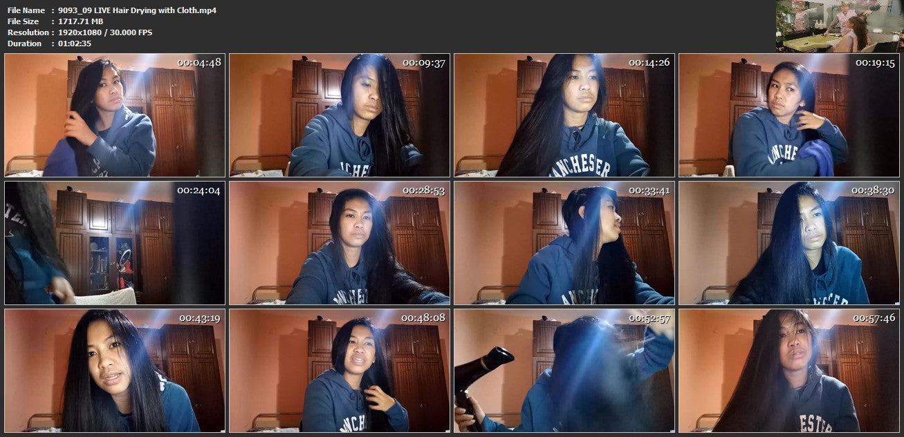 9093 09 LIVE Hair Drying with Cloth