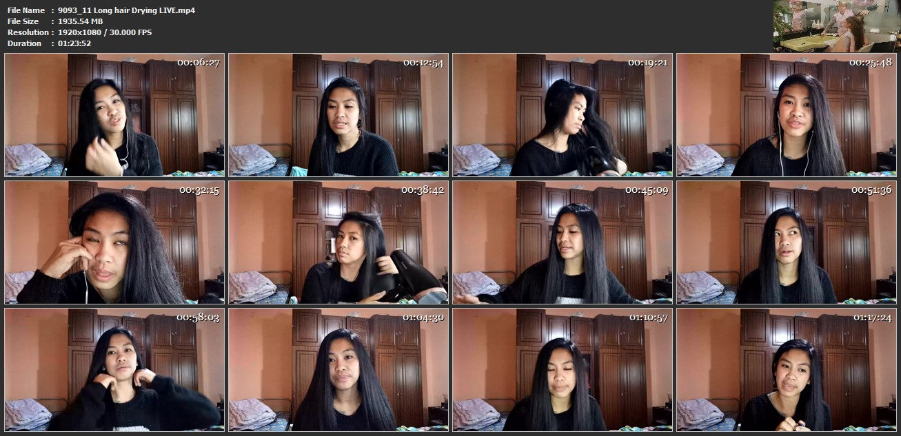 9093 11 Long hair Drying LIVE