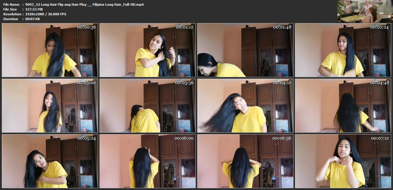 9093 12 Long Hair Flip ang Hair Play Filipina Long Hair
