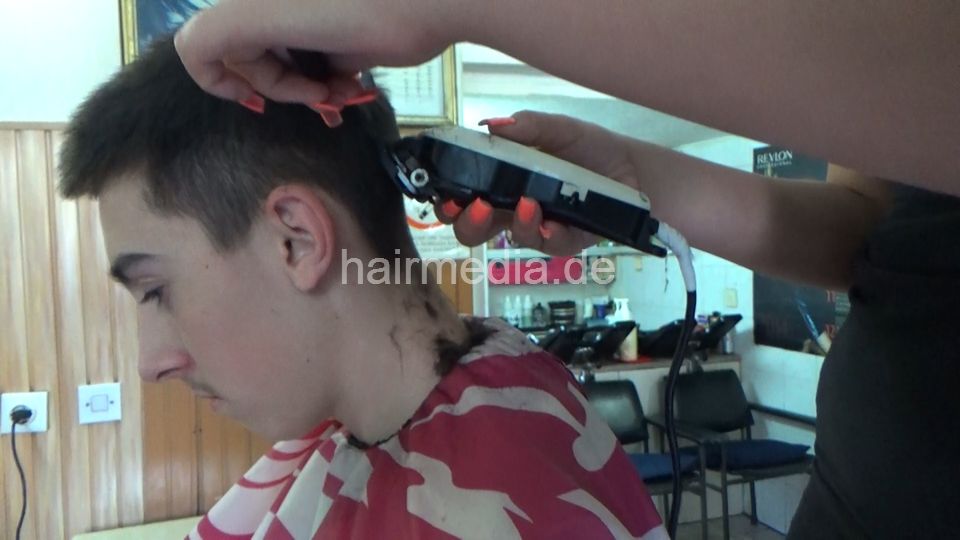 2016 young man Filip by young barberette NevenaI cut and shampoo