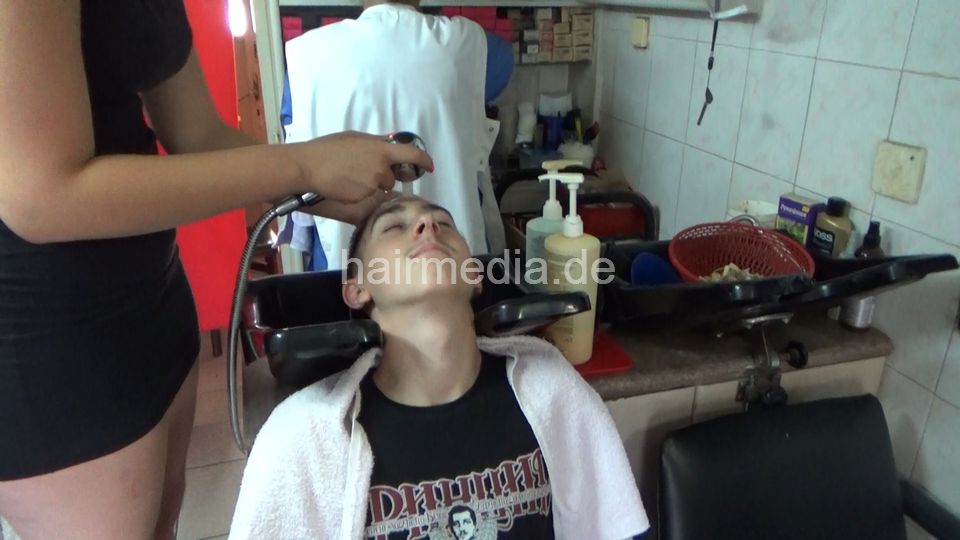 2016 young man Filip by young barberette NevenaI cut and shampoo