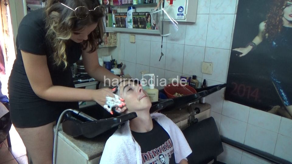 2016 young man Filip by young barberette NevenaI cut and shampoo