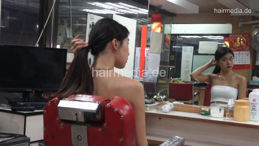 359 GraceChan topless rubber glove  2x backward and 1x forward shampooing by glove barber Hong Kong
