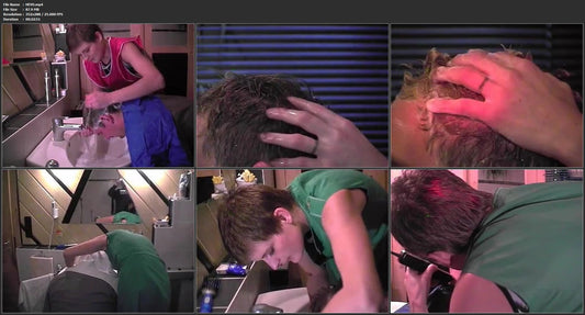 h039 Gabriela the barberette male client wash and cut video for download