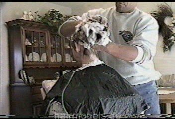 908 Joe shampooing at home backward and upright