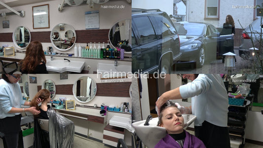 6194 JuliaR 1 readhead backward salon shampooing hairwash in shiny shampoocape