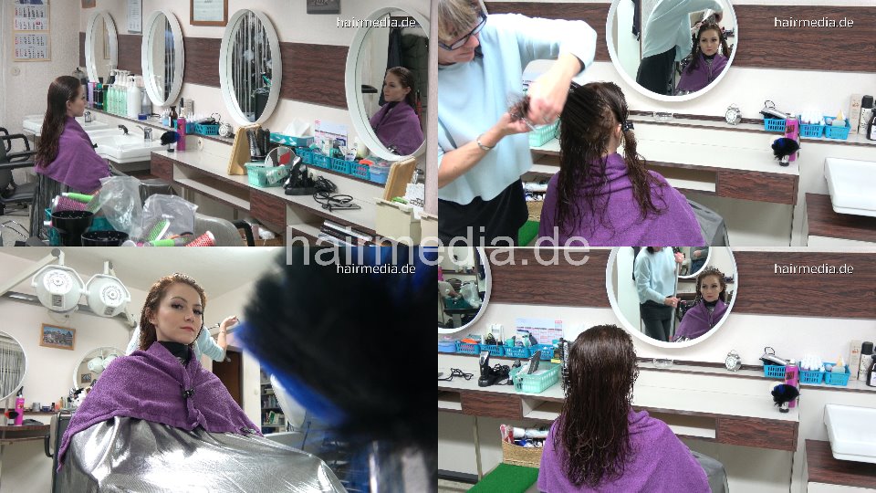 6194 JuliaR 2 redhead haircut by mature barberette in Frankfurt salon