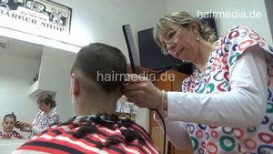 8401 Katharina 1 dry cut buzzcut in barbershop by female barber JelenaB