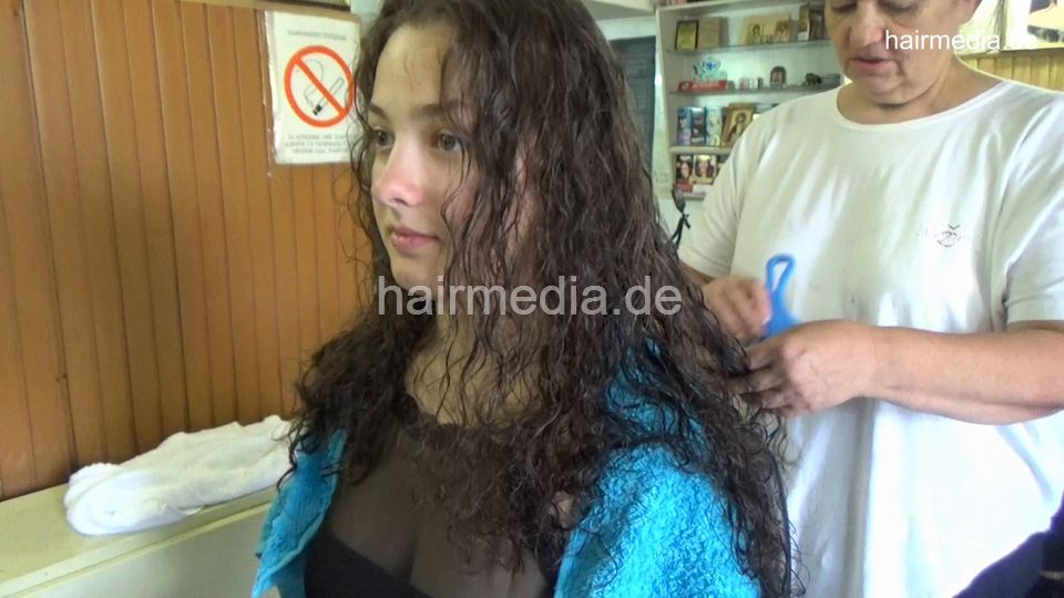 7075 Teen Marina 3 post perm long and rich lather hair ear and face shampoo by barber and blow