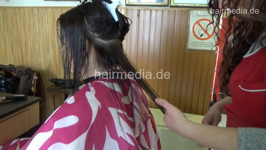 6207 Tall barberette NevenaI 2 haircut and blow dry hair by curly mature barberette