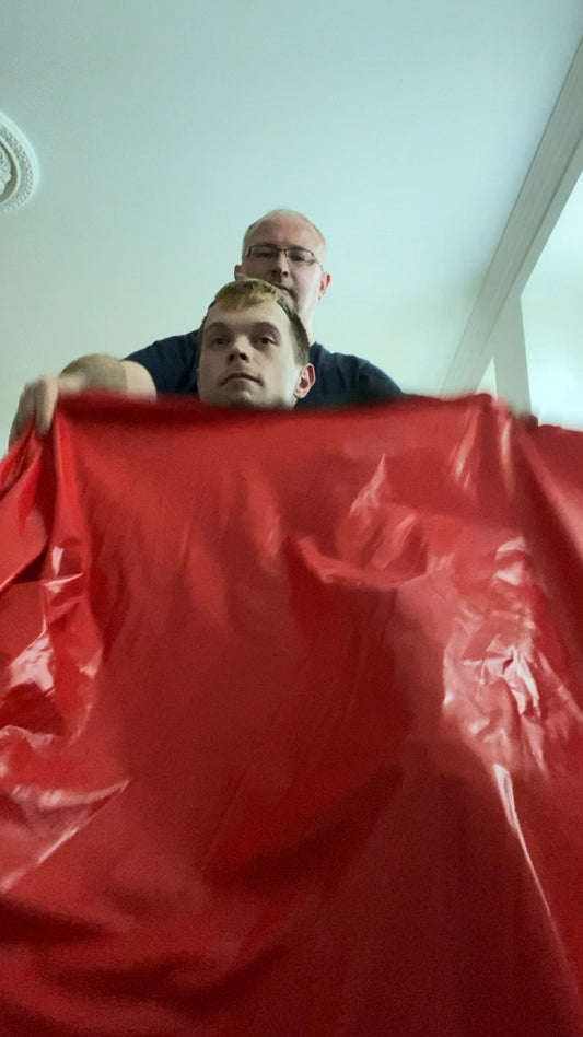 2012 20210615 lockdown eyemask buzzcut by hobbybarber in home office red vinyl cape