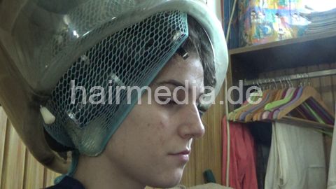 6207 06 NinaK haircut, wet set old fashion salon, earprotectors, faceshield