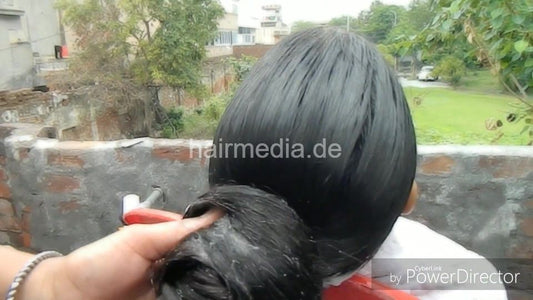 9149 Wet hair after shampoo of our Maid, she asked my girlfriend to do her shampoo.