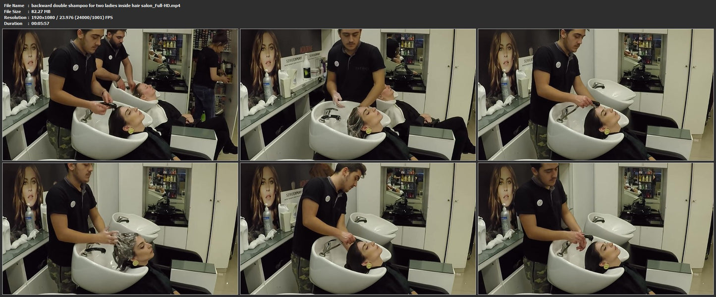 1062 backward double shampoo for two ladies inside hair salon