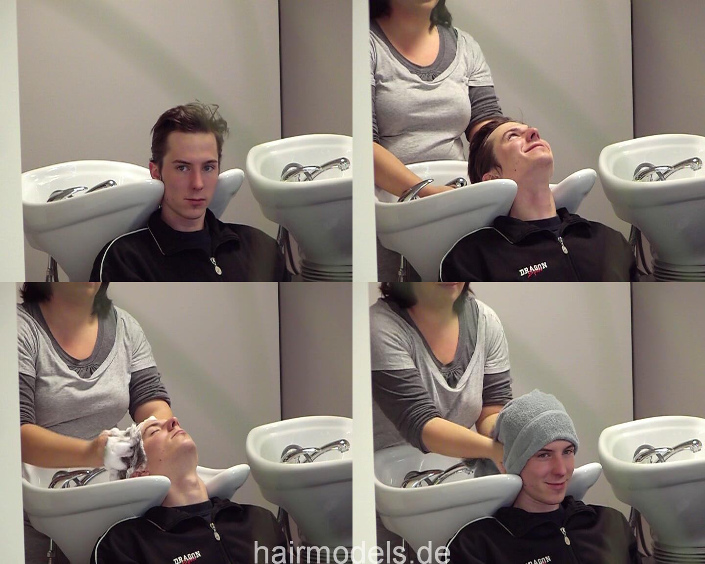 264 dilm2 young men full hair backward wash