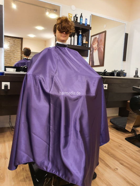 AS large and very heavy nylon cape double velcro closure purple shiny e0117