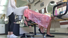 Load image into Gallery viewer, Inge TV unique large pink shiny latex heavy tie closure saloncape e0136