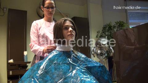 357 Julia 1 by MelanieP forward shampoo hairwash in heavy blue plastic shampoocape