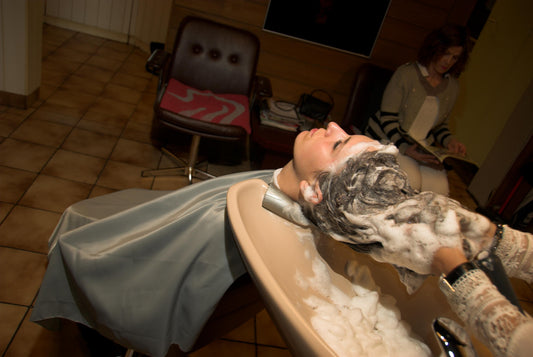 6158 Jaqueline 1 backward salon shampooing grey pvc shampoo cape by Dzaklina