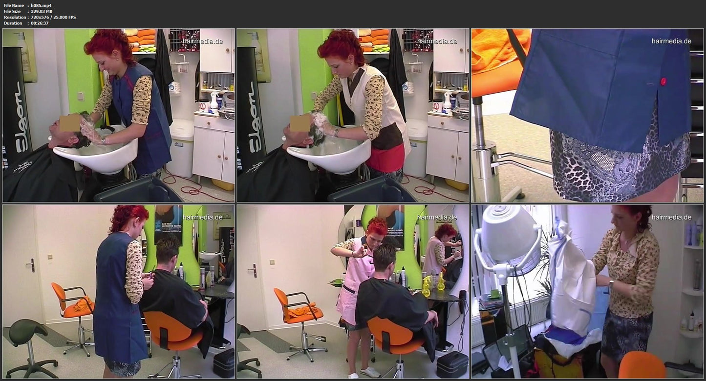 h085 Male Customer by NancyJ wash and cut and apron show 27 min video for download