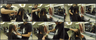 1062 hairdresser trimming woman long hair to get a healthy hairstyle shape