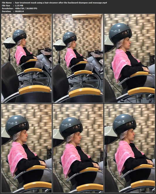 1062 hair treatment mask using a hair steamer after the backward shampoo and massage