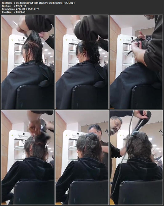 1062 medium haircut with blow dry and brushing