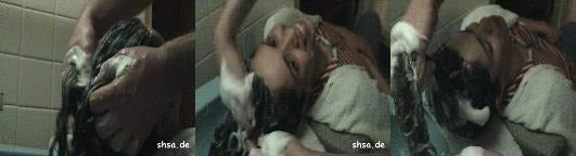 921 backward tub shampooing at home by barber