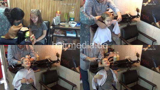 1138 05 Ivonne child girl backward wash shampooing by barber Frizer