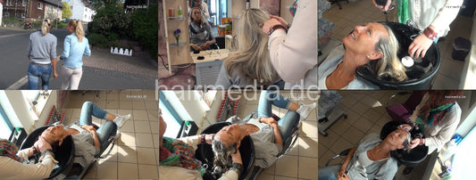 4054 Mom 1 backward shampoo salon hairwash along with daughter Yara